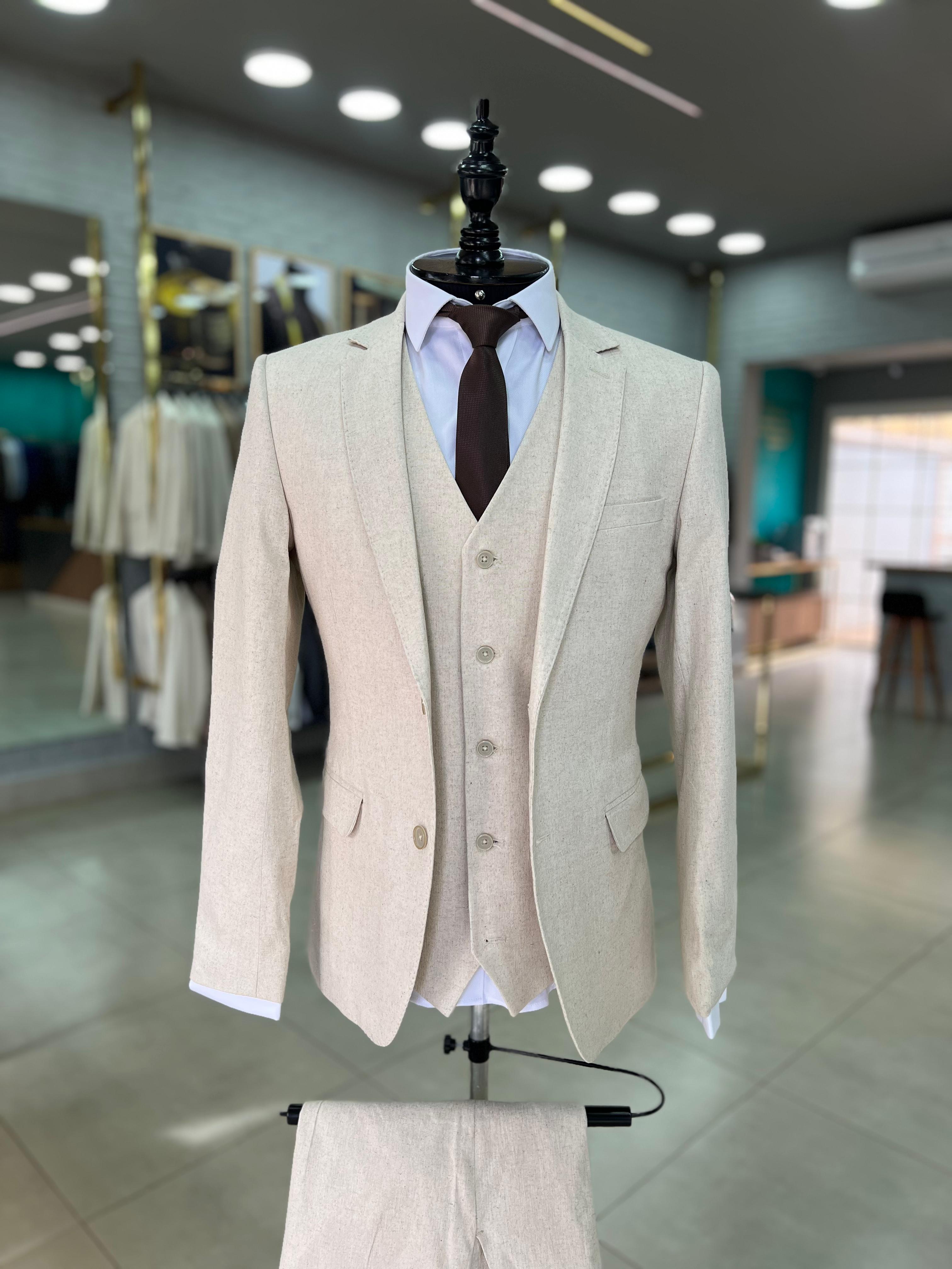 Terno Cerimonial Linho Viscose Elastano Off-White