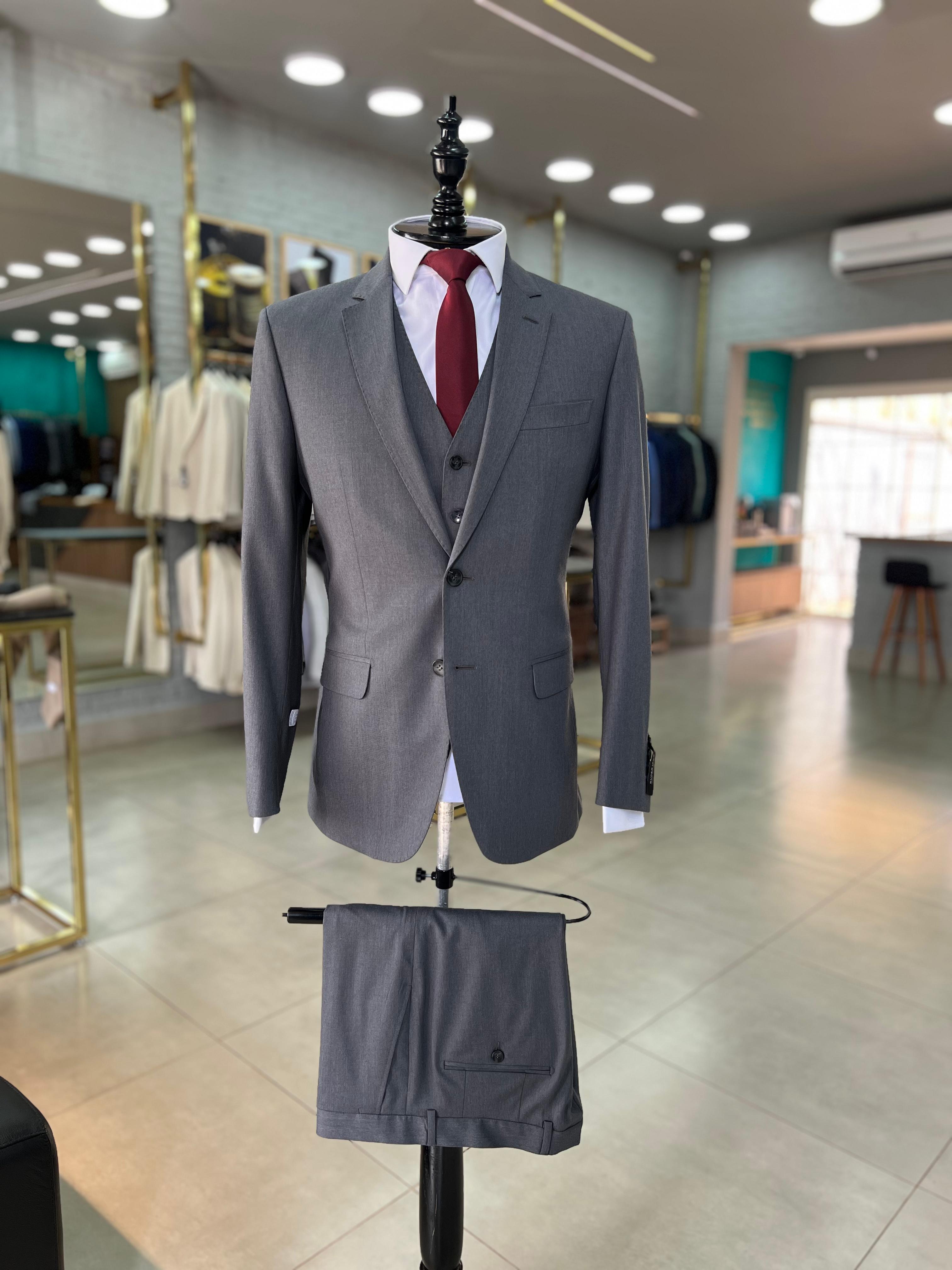 Terno Cerimonial Poliviscose Premium Cinza Chumbo