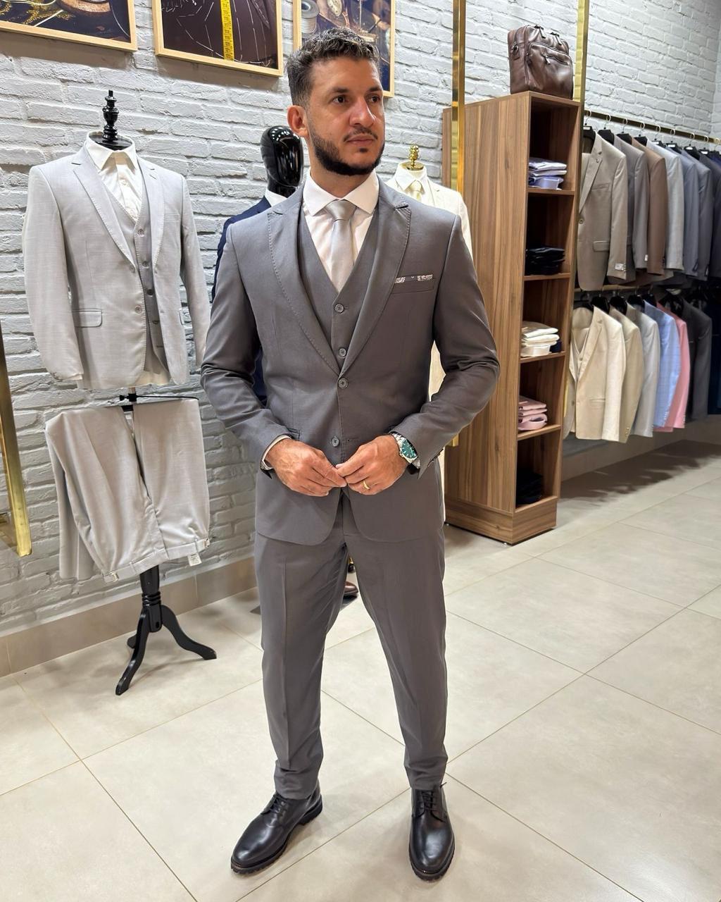 Terno Cerimonial Poliviscose Premium Cinza Médio