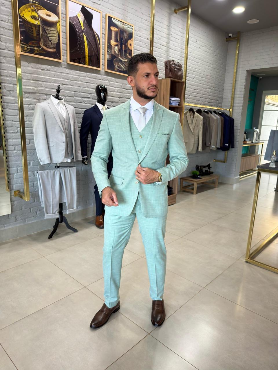 Terno Cerimonial Poliviscose Premium Verde Menta