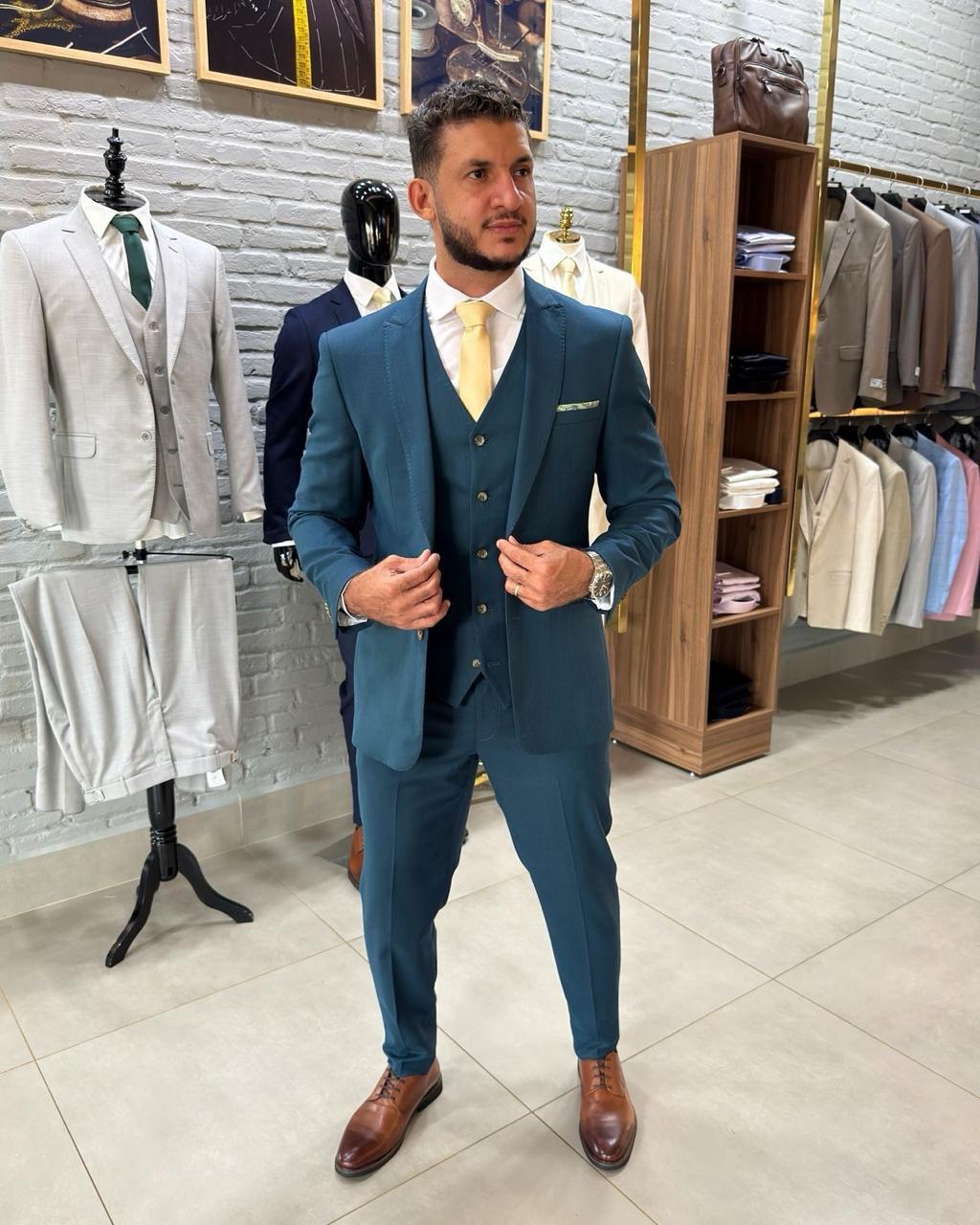 Terno Cerimonial Poliviscose Premium Azul Petróleo