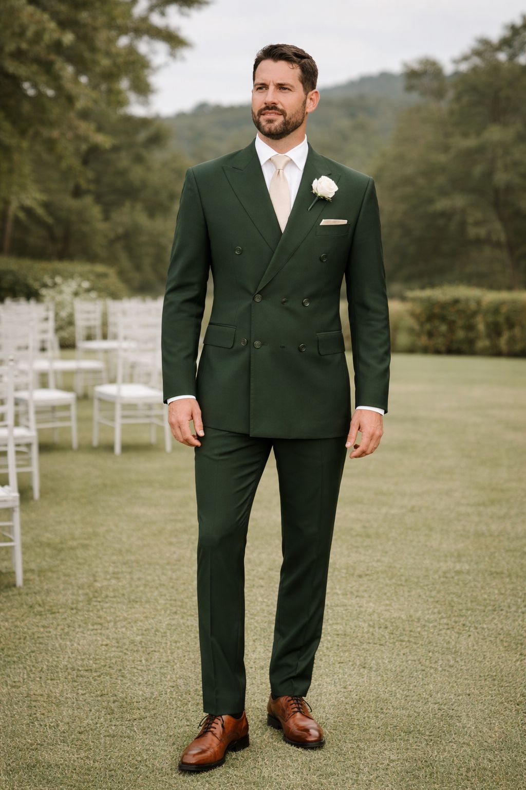 Terno Cerimonial Transpassado Verde Escuro