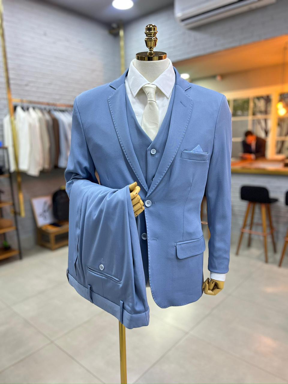 Terno Cerimonial Microfibra Azul Bebê