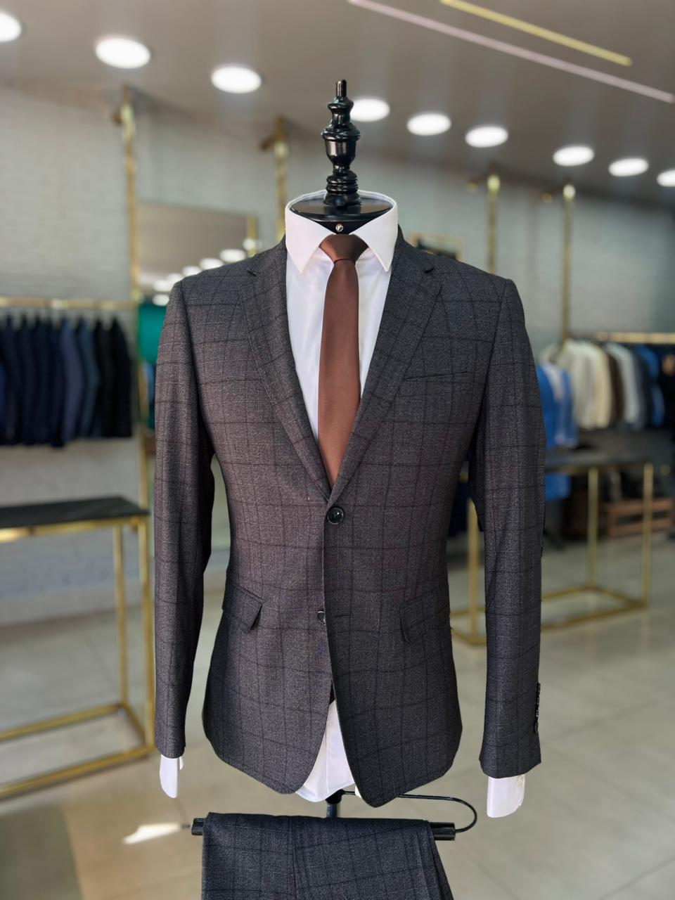 Terno Poliviscose Premium Grafite Xadrez