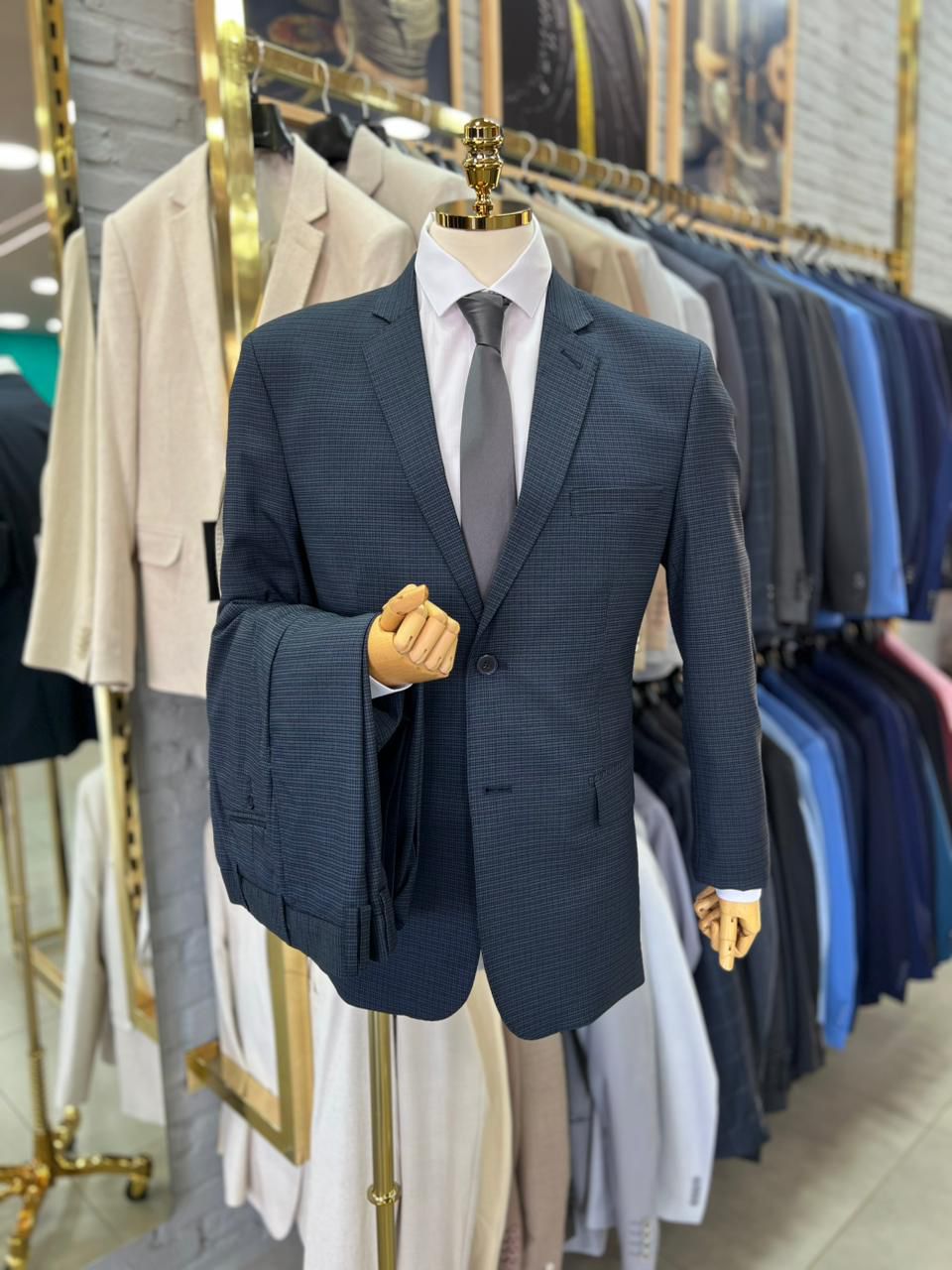 Costume Microfibra Premium Azul Marinho Xadrez